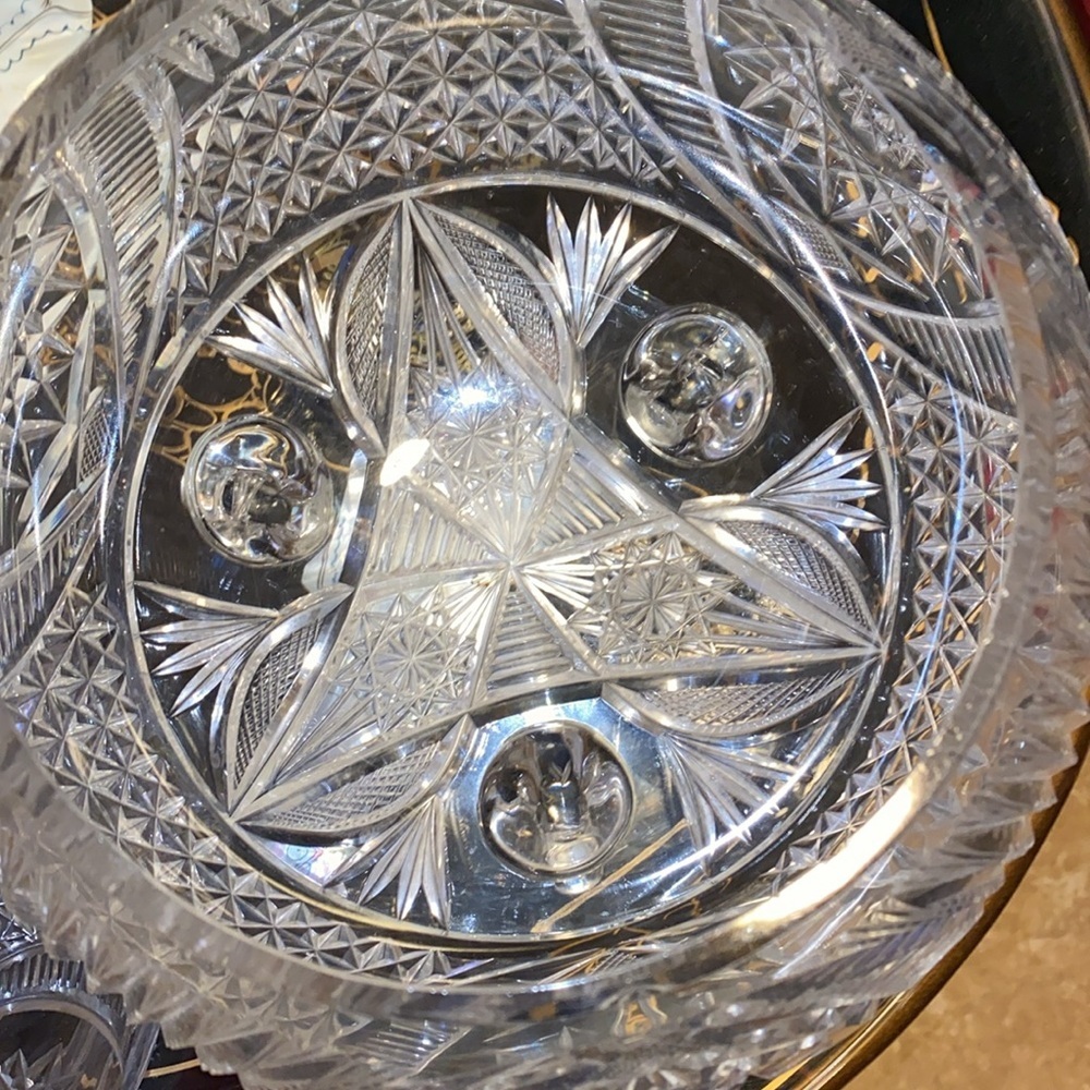 Vintage Waterford punch bowl with lid and 6 glasses - Picture 7 of 7
